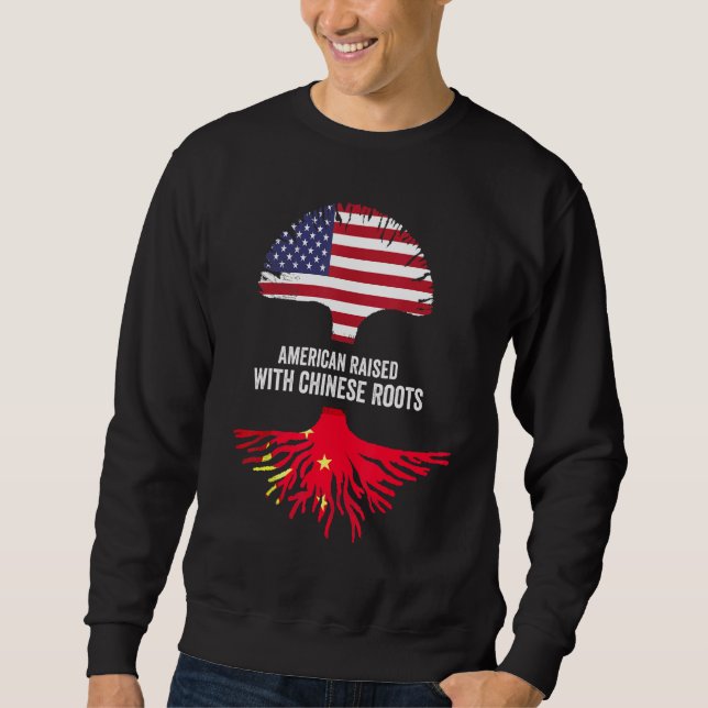 Sweatshirt American Raised With Chinese Roots China (Devant)
