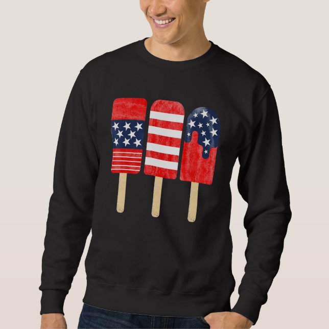 Sweatshirt American Red White Blue 4th of July USA Ice Cream (Devant)