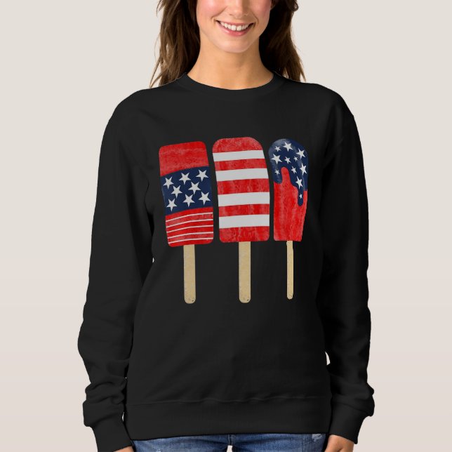Sweatshirt American Red White Blue 4th of July USA Ice Cream (Devant)