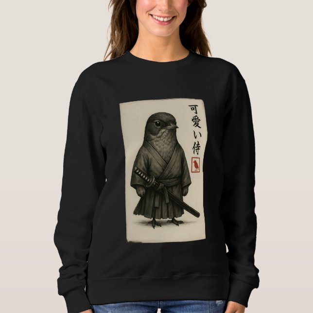 Sweatshirt American Robin Samurai Ink Art Sumi-e Style Novelt (Devant)