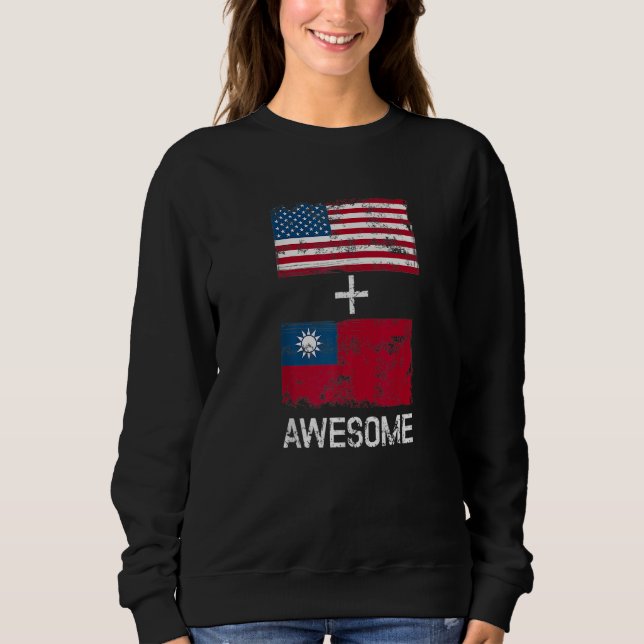 Sweatshirt American + Taiwanese Awesome Usa And Taiwan Flags  (Devant)