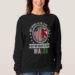 Sweatshirt American Welsh Flag Heart du Pays de Galles Americ