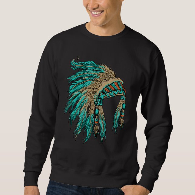 Sweatshirt Amérindien Costume de coiffure bijoux (Devant)