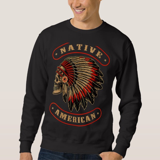 Sweatshirt Amérindiens Chef de la guerre du crâne Bonnet Fea (Devant)