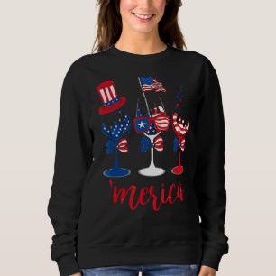 Sweatshirt Amérique Boire des verres de vin 4 juillet