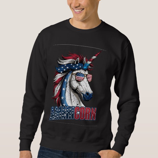 Sweatshirt Amérique Unicorn 4 juillet Mericorn Merica (Devant)