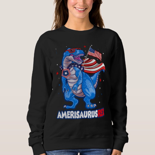Sweatshirt Amerisaurus T-rex USA Flag Kids Funny 4th Of July  (Devant)