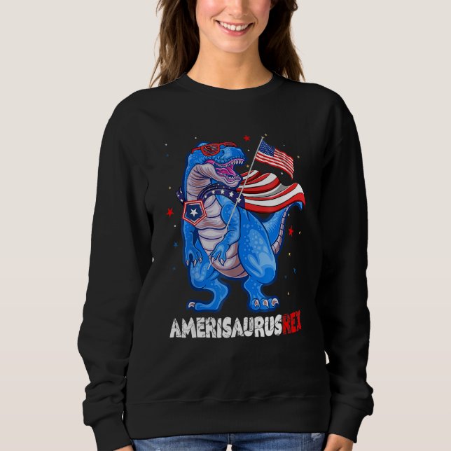 Sweatshirt Amerisaurus T Rex USA Flag Kids Funny 4th Of July  (Devant)