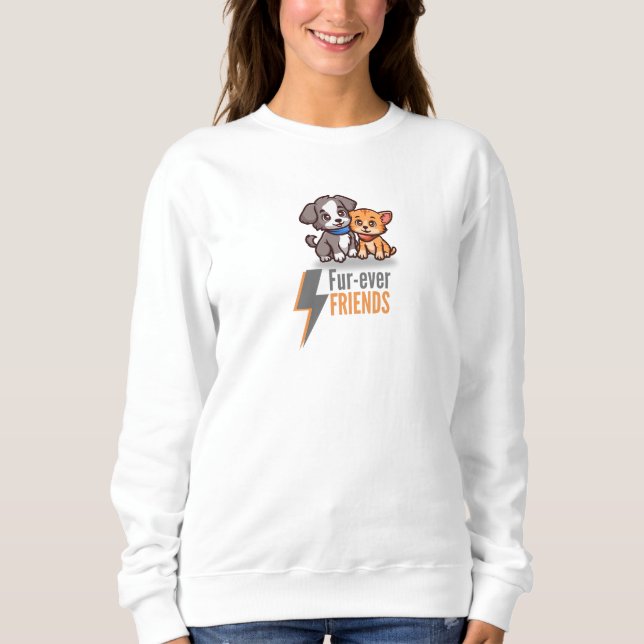 Sweatshirt Amis de fourrure - Besties de chien et de chats mi (Devant)