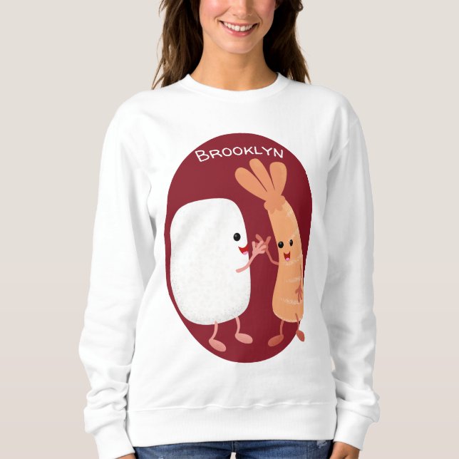 Sweatshirt Amis mignons crevettes de riz de sushi dessin anim (Devant)