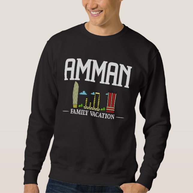 Sweatshirt Amman Jordan City Trip Skyline Map Travel (Devant)