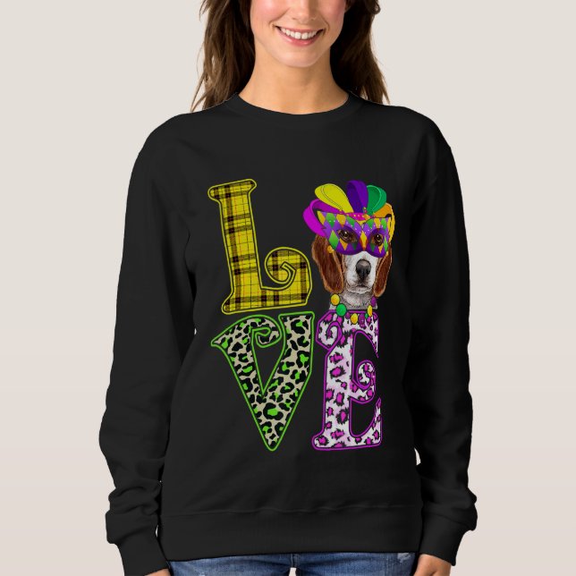 Sweatshirt Amour amusant Mardi Gras Beagle Chien Papa Chien M (Devant)
