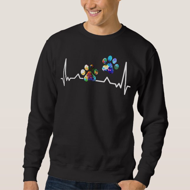 Sweatshirt Amour Animaux colorés Paw Heartbeat (Devant)