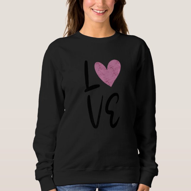 Sweatshirt Amour avec Coeur Rose Saint Valentin Texte noir (Devant)