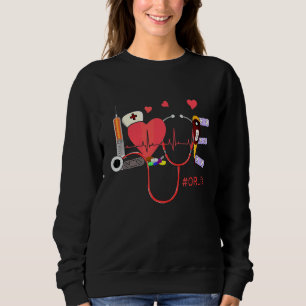 Sweatshirt Amour Coeur Ou Vie Stethoscope Cute Infirmières Jo