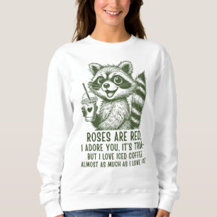 Sweatshirt Amour de café glacé au raton laveur mignon