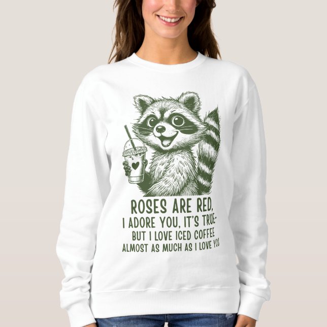 Sweatshirt Amour de café glacé au raton laveur mignon (Devant)