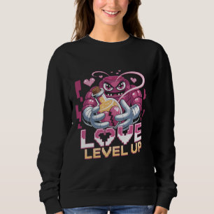 Sweatshirt Amour de joueur Rétro Pixel Art Robot rose avec cœ
