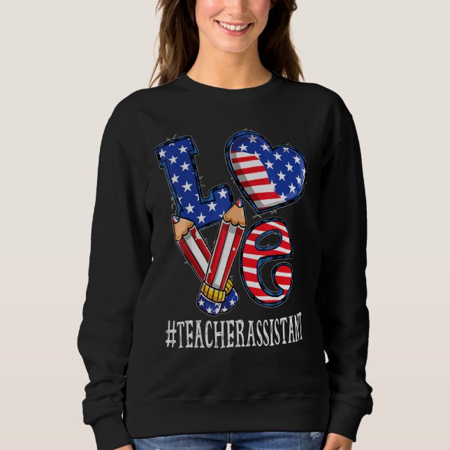 Sweatshirt Amour de l'assistant d'enseignant Drapeau Usa Feu  (Devant)