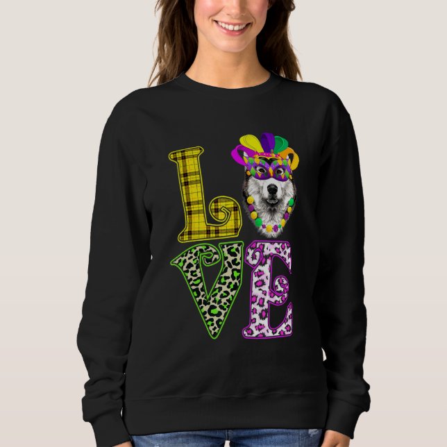 Sweatshirt Amour drôle Mardi Gras Sibérien Husky Chien Papa C (Devant)
