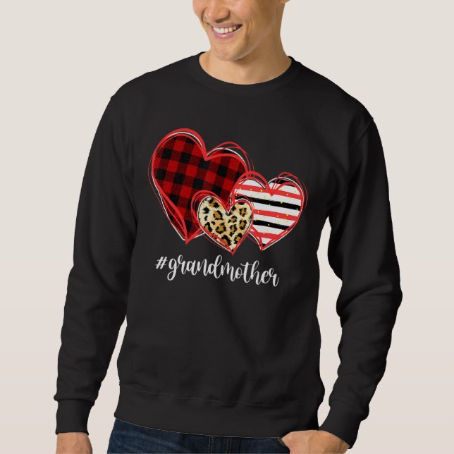 Sweatshirt Amour Grand-mère Heart Buffalo Plaid Leopard Chris (Devant)
