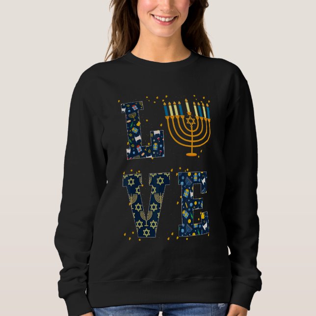 Sweatshirt Amour Hanoukka Juif Menorah Pajama Hanoukka Hommes (Devant)