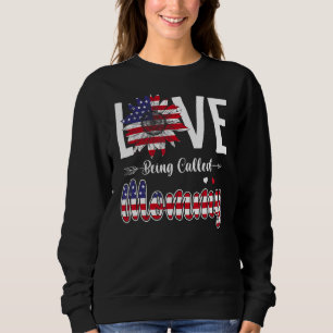 Sweatshirt Amour On Appelle Maman Tournesol Drapeau Américain