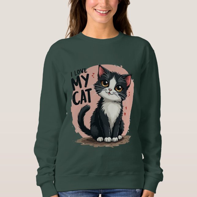 Sweatshirt « Amour Purrfait » « J'aime mon chat » « Moustache (Devant)