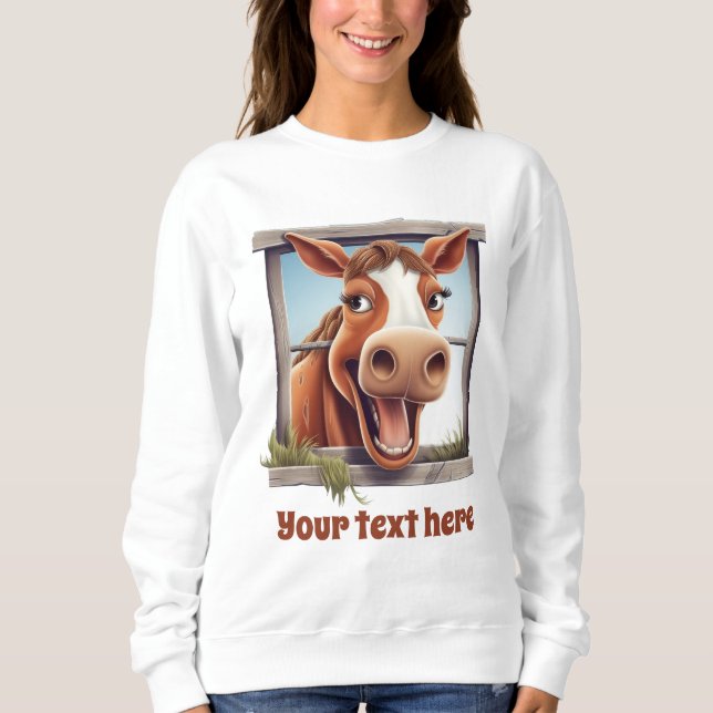 Sweatshirt Amoureux de cheval drôle personnalisable (Devant)