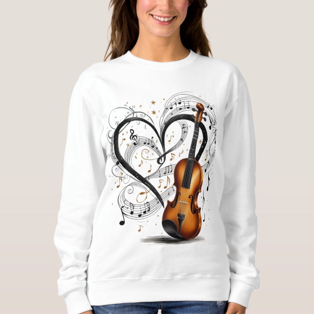 Sweatshirt ❤️ 💕 Amoureux de la musique ; 🎻 💘 Mélodie de la (Devant)