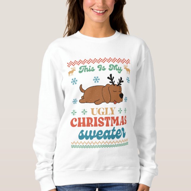 Sweatshirt Amoureux de les chiens affreux pull de Noël (Devant)