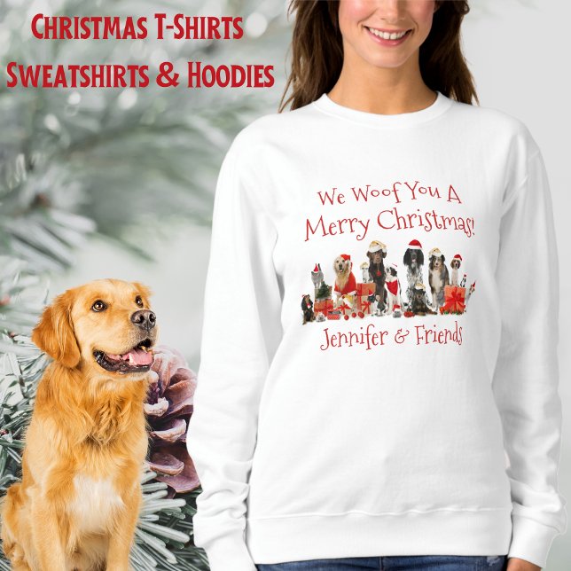 Sweatshirt Amoureux de les chiens Noël, Ajouter un nom (Dog Lovers Christmas Add Name Sweatshirt)