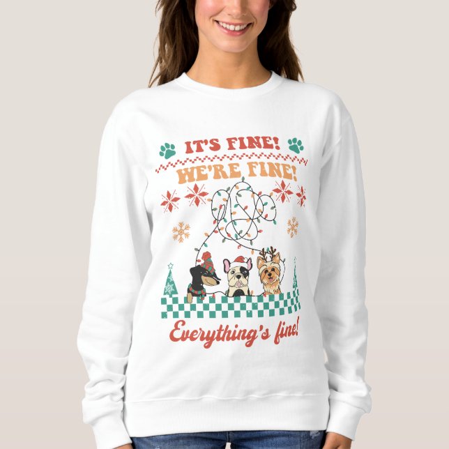 Sweatshirt Amoureux de les chiens Tout va bien Noël (Devant)