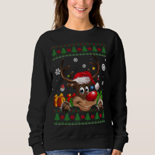 Sweatshirt Amoureux de rennes drôle Santa Hat Vilain Noël