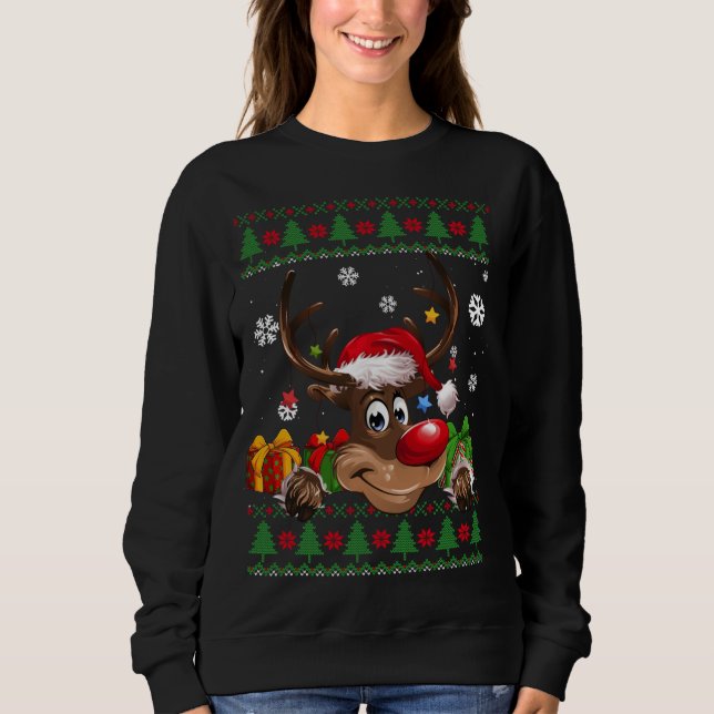Sweatshirt Amoureux de rennes drôle Santa Hat Vilain Noël (Devant)