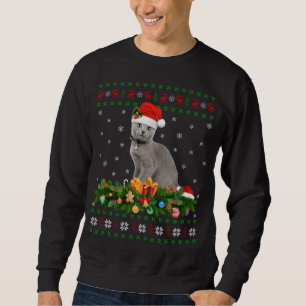 Sweatshirt Amoureux des animaux Chat Santa Hat Vilain Russe B