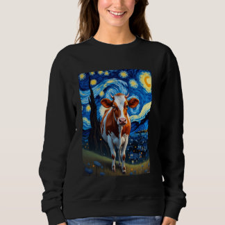Sweatshirt Amoureux des animaux de bovine de vache de nuit ét