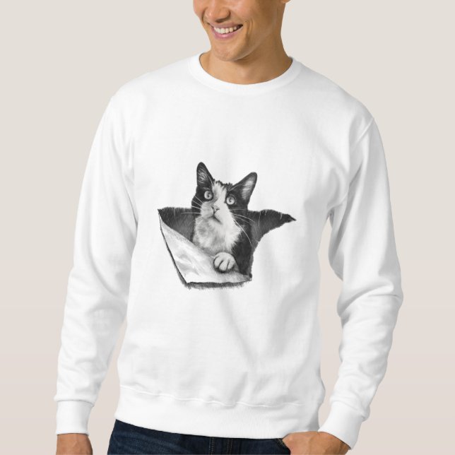 Sweatshirt amoureux des chats 3D Tuxedo Kitten hommes noirs e (Devant)