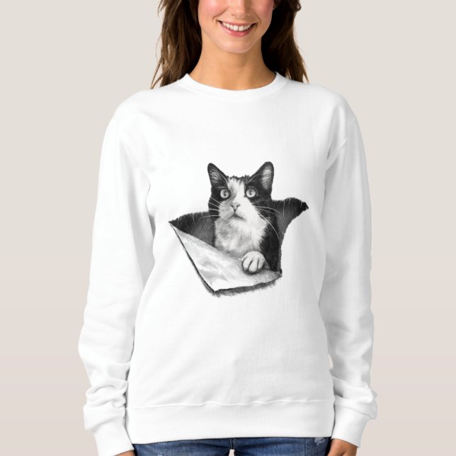 Sweatshirt amoureux des chats 3D Tuxedo Kitten hommes noirs e (Devant)