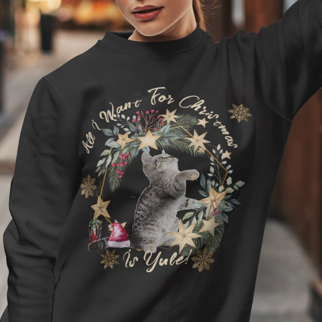 Sweatshirt Amoureux des chats festif mignon Noël Yule (Créateur téléchargé)