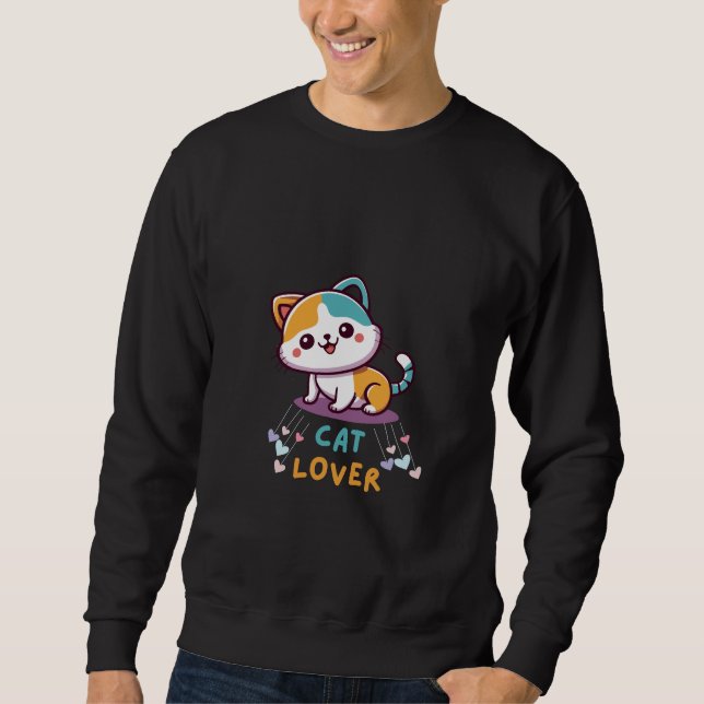 Sweatshirt Amoureux des chats multicolore (Devant)
