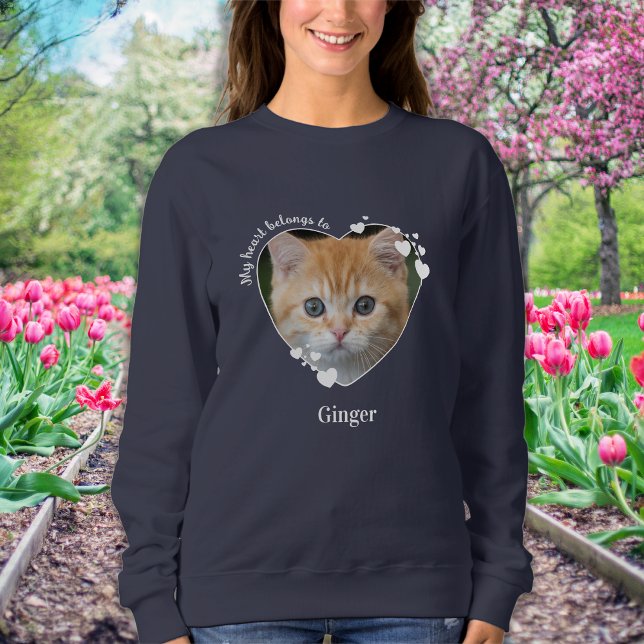 Sweatshirt Amoureux des chats Personnalisé Cute Pet Photo Coe (Créateur téléchargé)