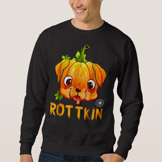 Sweatshirt Amoureux des chiens Citrouille de chiot Rottkin Cu (Devant)