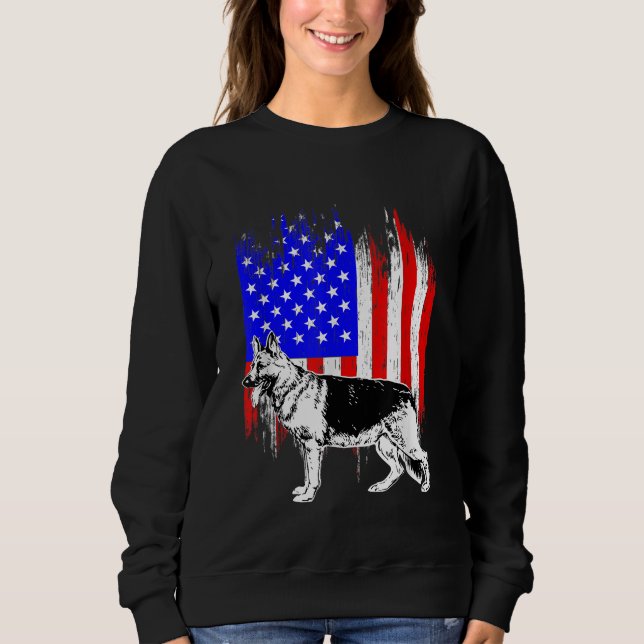 Sweatshirt Amoureux des chiens du drapeau américain berger al (Devant)