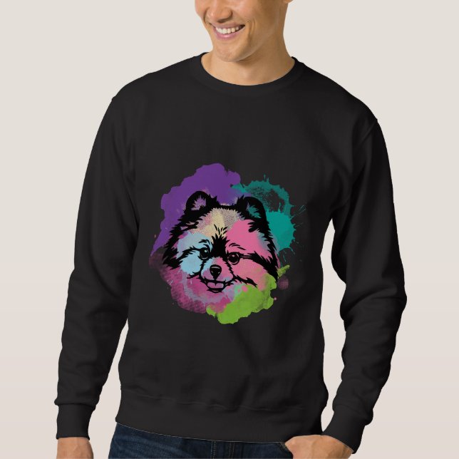 Sweatshirt Amoureux des chiens I Splash Art Pomeranian (Devant)