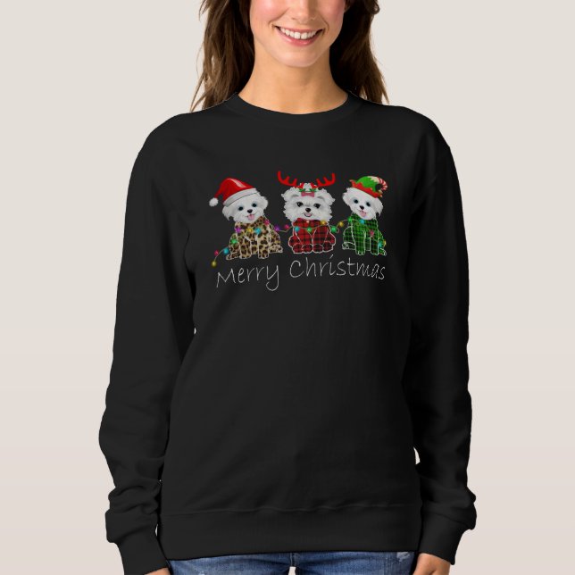Sweatshirt Amoureux des chiens| Joyeux Maltais de Noël (Devant)