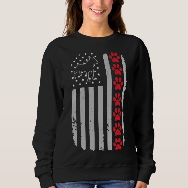 Sweatshirt Amoureux des chiens Pitbull du drapeau américain p (Devant)