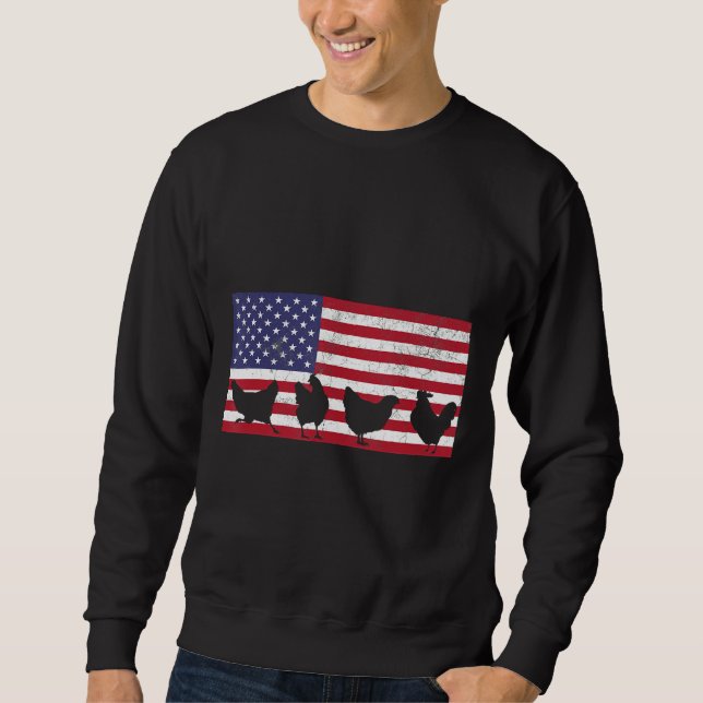 Sweatshirt Amoureux du poulet au drapeau américain (Devant)