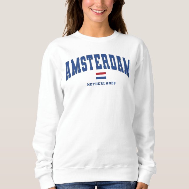 Sweatshirt Amsterdam Pays-Bas Vintage College Style (Devant)