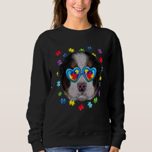 Sweatshirt Amusant Autisme Bernese Mountain Dog Lunettes de s